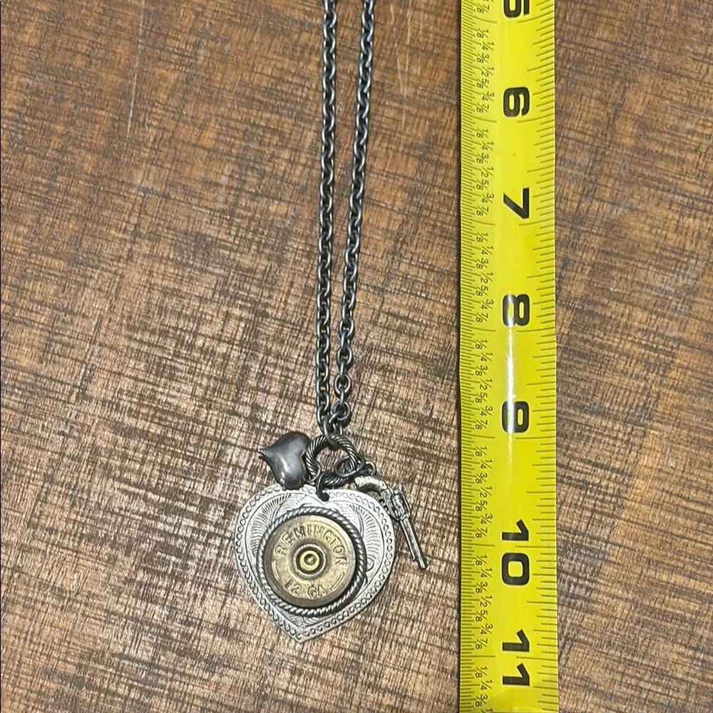 Heart Pendant Necklace with Bullet Charm Southern Western Cowgirl